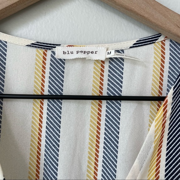 Blu Pepper Striped Surplice Wrap Romper - Picture 4 of 6